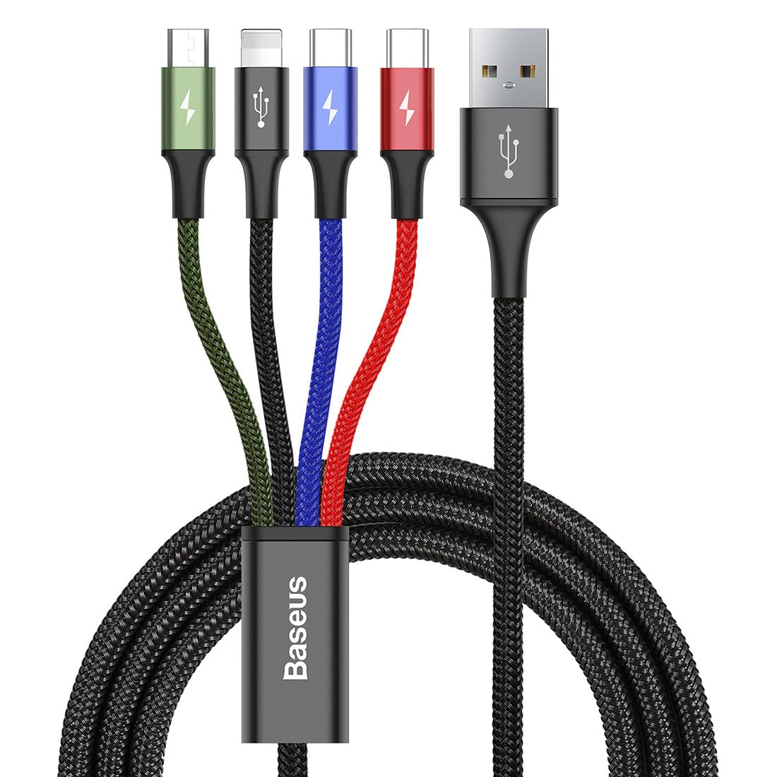 Καλώδιο Φόρτισης USB-A - Lightning / microUSB / 2 x USB-C Baseus Rapid 4in1, 20W, 1.2m, Μαύρο CA1T4-B01