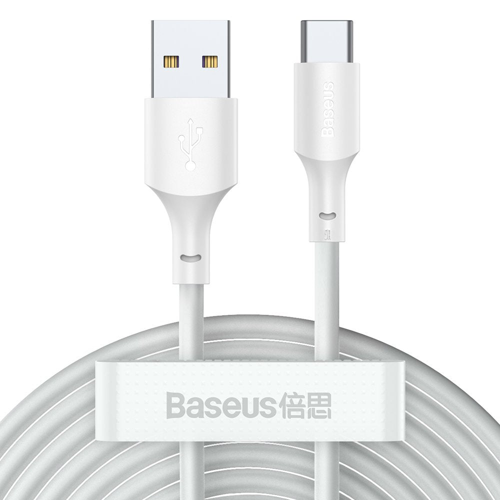 Καλώδιο Δεδομένων και Φόρτισης USB-A - USB-C Baseus, 40W, 1.5m, Σετ 2 τεμαχίων, Λευκό TZCATZJ-02