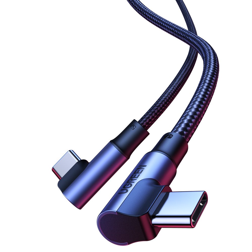 Καλώδιο δεδομένων και φόρτισης USB-C - USB-C UGREEN US335 γωνιακό, 100W, 1m, μαύρο