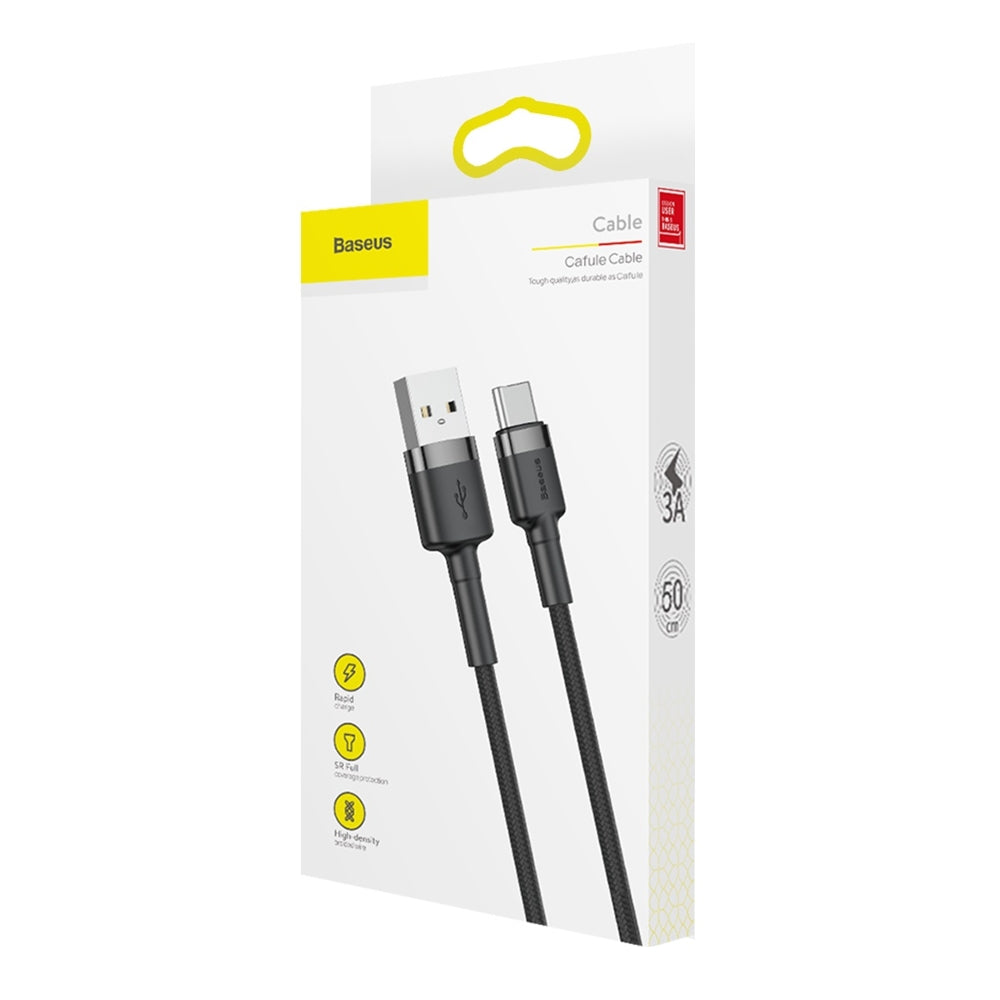 Καλώδιο Δεδομένων και Φόρτισης USB-A - USB-C Baseus Cafule, 60W, 0.5m, Μαύρο CATKLF-AG1