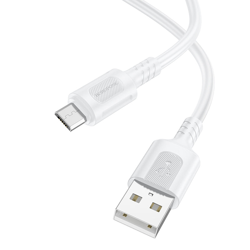 Καλώδιο δεδομένων και φόρτισης USB-A - microUSB Borofone BX111 Feliz, 18W, 1m, Λευκό
