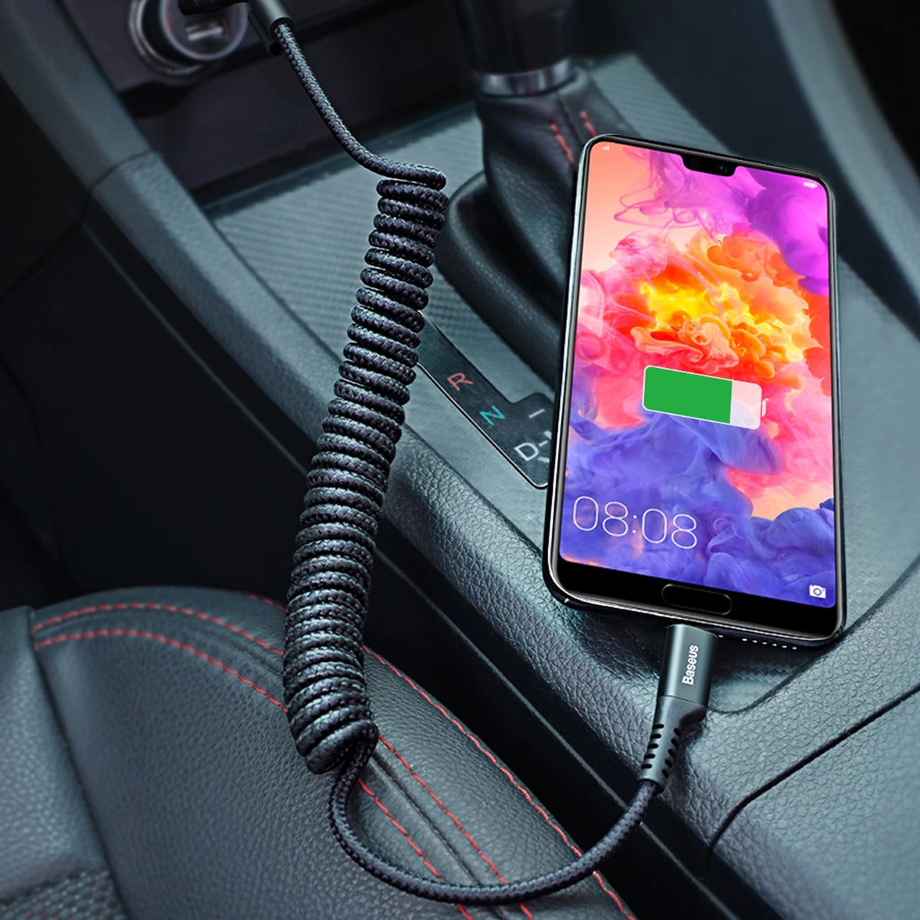 Καλώδιο δεδομένων και φόρτισης USB-A - USB-C Baseus Fish Eye Spring, 18W, 1m, Μαύρο CATSR-01 CATSR-01