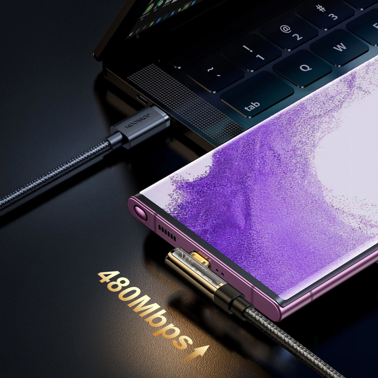 Καλώδιο Δεδομένων και Φόρτισης USB-C - USB-C Joyroom S-CC100A6 Angled, 100W, 1.2m, Μαύρο