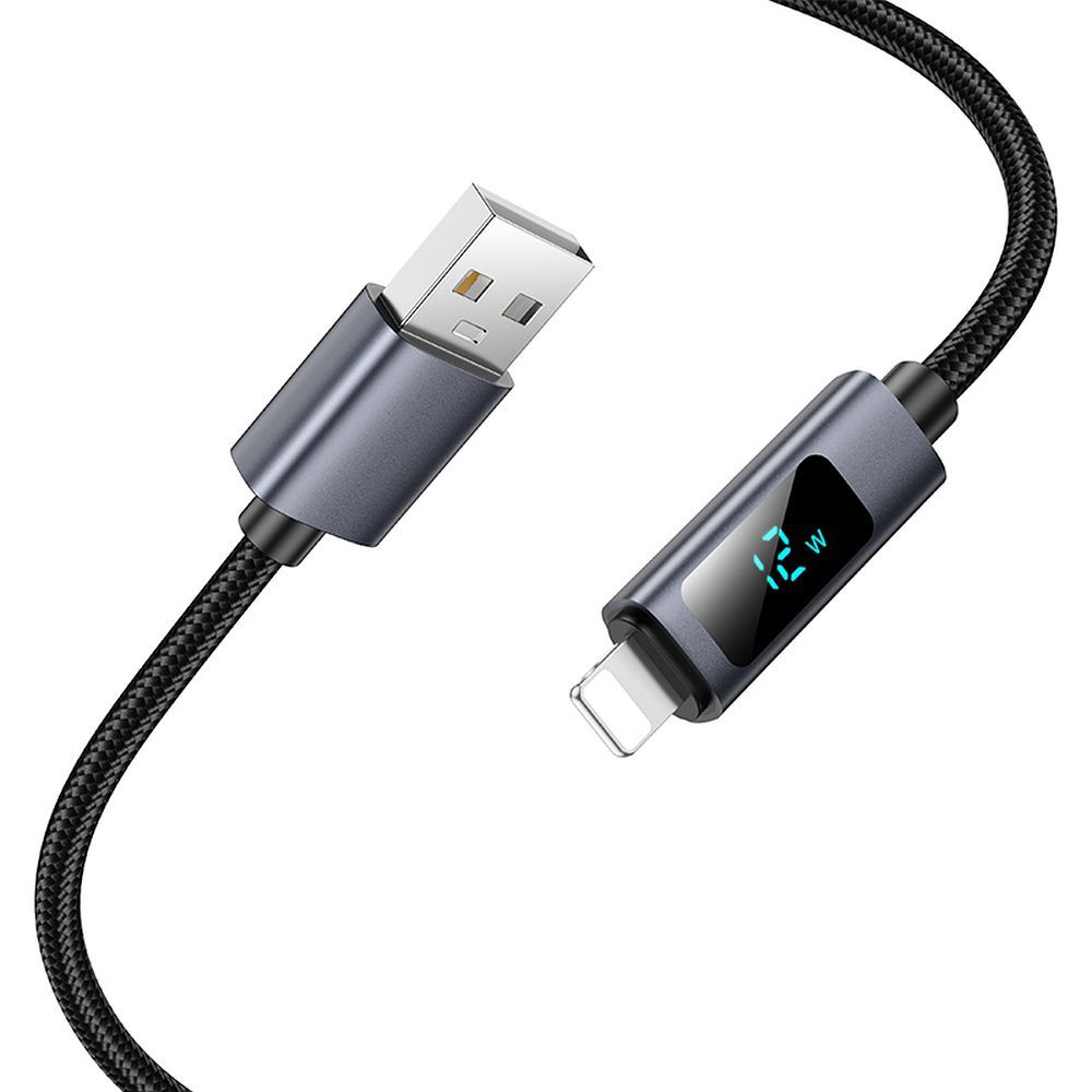 Καλώδιο Δεδομένων και Φόρτισης USB-A - Lightning HOCO Display X112, 18W, 1m, Μαύρο