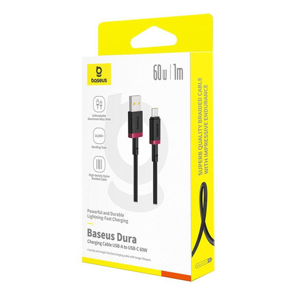 Καλώδιο Δεδομένων και Φόρτισης USB-A - USB-C Baseus Dura Series, 60W, 1m, Κόκκινο P10377802U01-01
