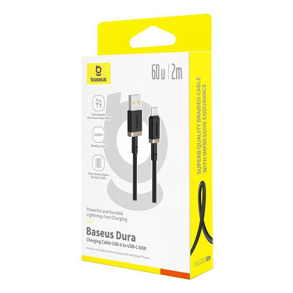 Καλώδιο Δεδομένων και Φόρτισης USB-A - USB-C Baseus Dura Series, 60W, 2m, Χρυσό P10377802U01-02