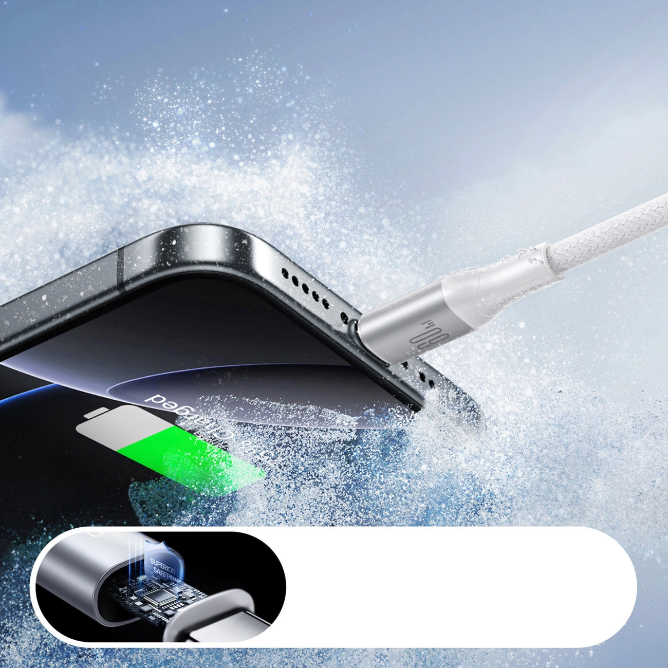 Καλώδιο Δεδομένων και Φόρτισης USB-C - USB-C Joyroom S-A28 Flash, 60W, 2m, Λευκό