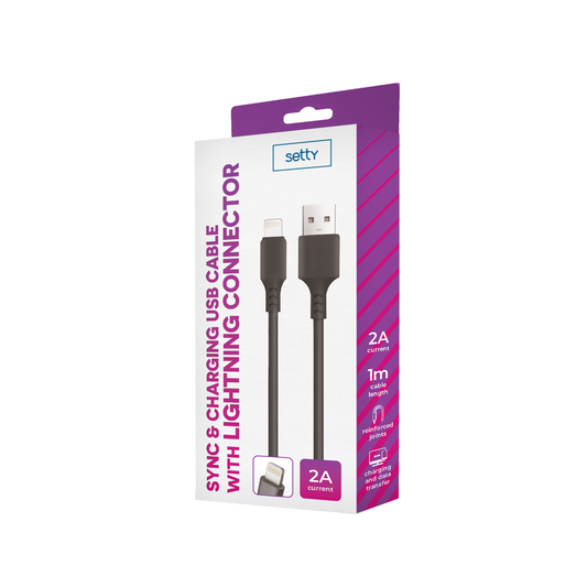 Καλώδιο Δεδομένων και Φόρτισης USB-A - Lightning Setty, 18W, 1m, Μαύρο