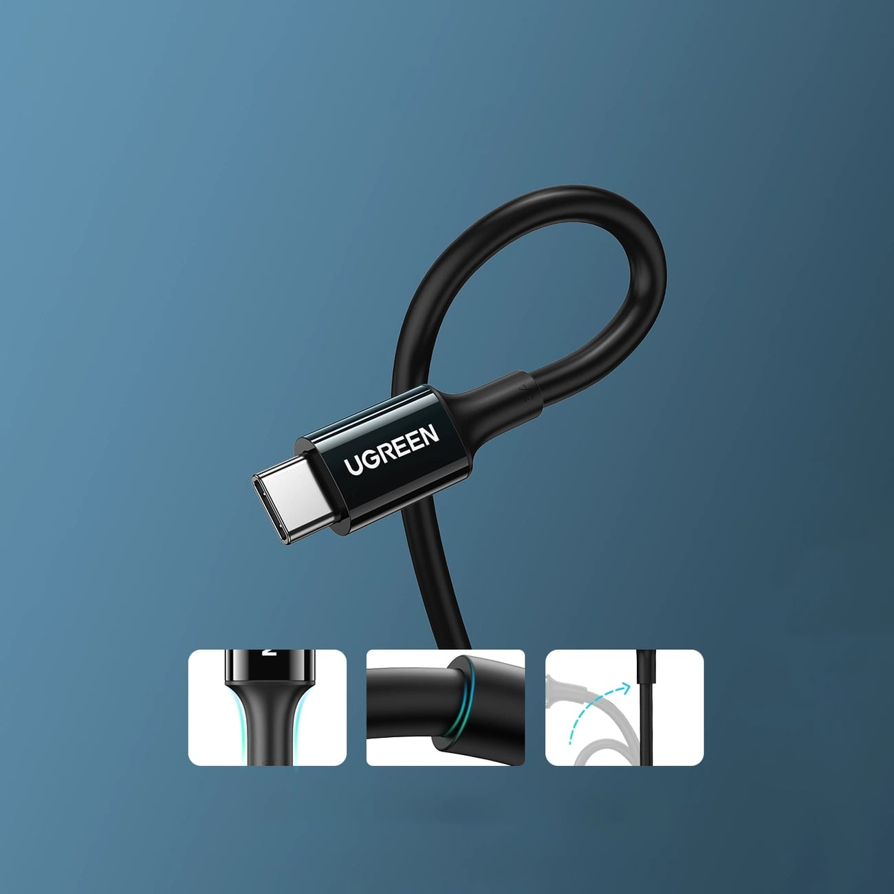 Καλώδιο Δεδομένων και Φόρτισης USB-C - USB-C UGREEN US300, 100W, 2m, Μαύρο