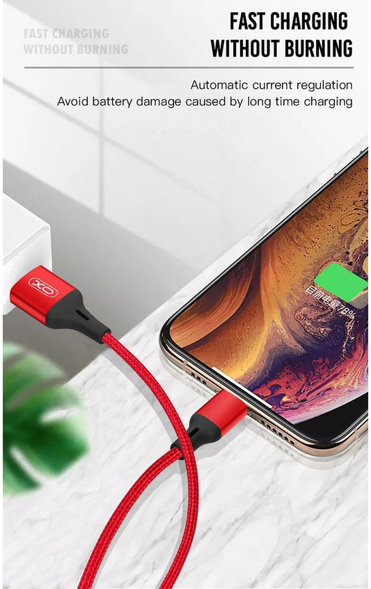 Καλώδιο Δεδομένων και Φόρτισης USB-A - microUSB XO Design NB143, 18W, 2m, Κόκκινο
