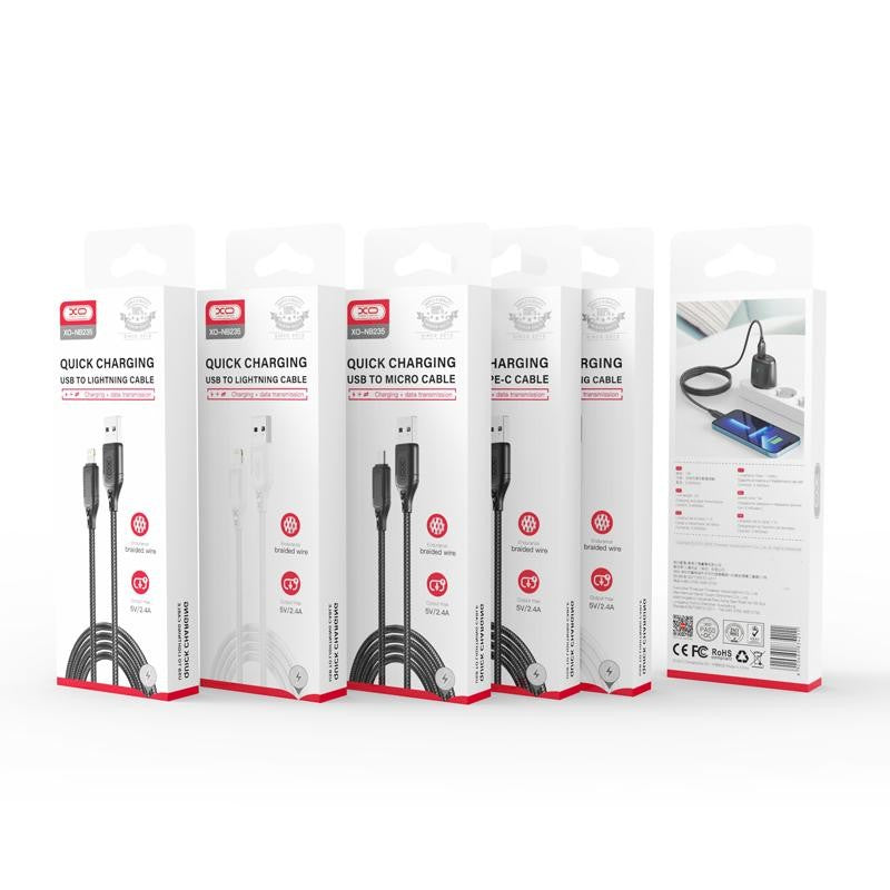 Καλώδιο Δεδομένων και Φόρτισης USB-A - USB-C XO Design NB235, 18W, 1m, Λευκό