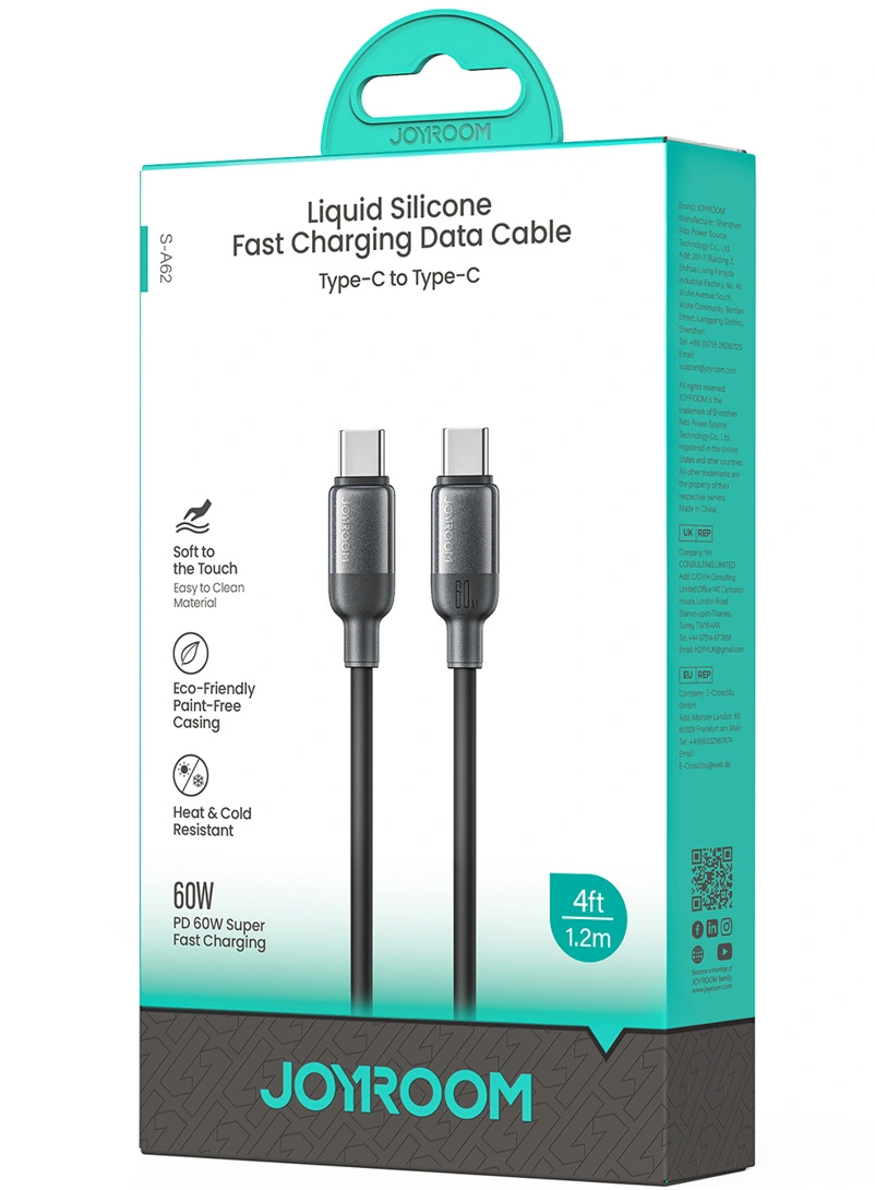 Καλώδιο Δεδομένων και Φόρτισης USB-C - USB-C Joyroom S-A62 Lively, 60W, 1.2m, Μαύρο