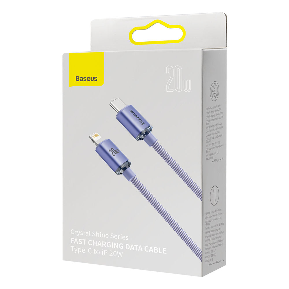 Καλώδιο Δεδομένων και Φόρτισης USB-C - Lightning Baseus Crystal Shine Series, 20W, 2m, Μωβ CAJY000305