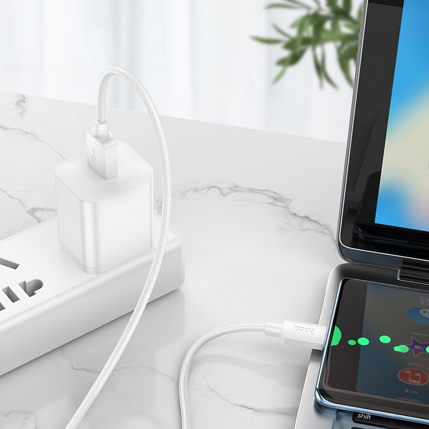 Καλώδιο Δεδομένων και Φόρτισης USB-A - USB-C HOCO X96, 27W, 1m, Λευκό