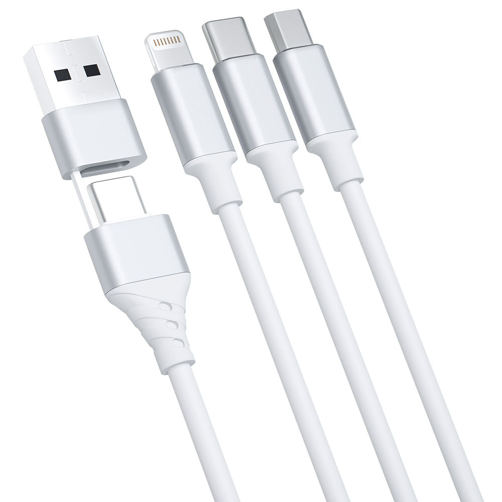 Καλώδιο Φόρτισης USB-A / USB-C - Lightning / microUSB / USB-C 3MK Hyper 3in1, 12W, 1.5m, Λευκό