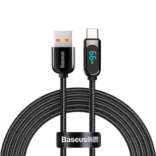 Καλώδιο δεδομένων και φόρτισης USB-A - USB-C Baseus Display Fast Charging, 66W, 1m, μαύρο CASX020001 CASX020001