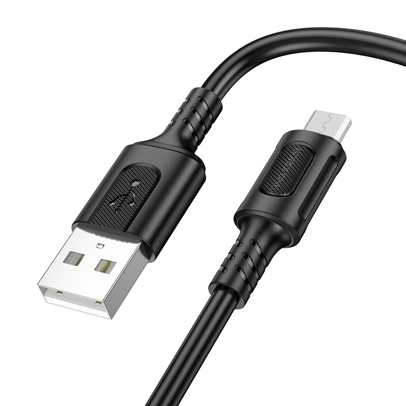 Καλώδιο δεδομένων και φόρτισης USB-A - microUSB Borofone BX111 Feliz, 18W, 1m, Μαύρο