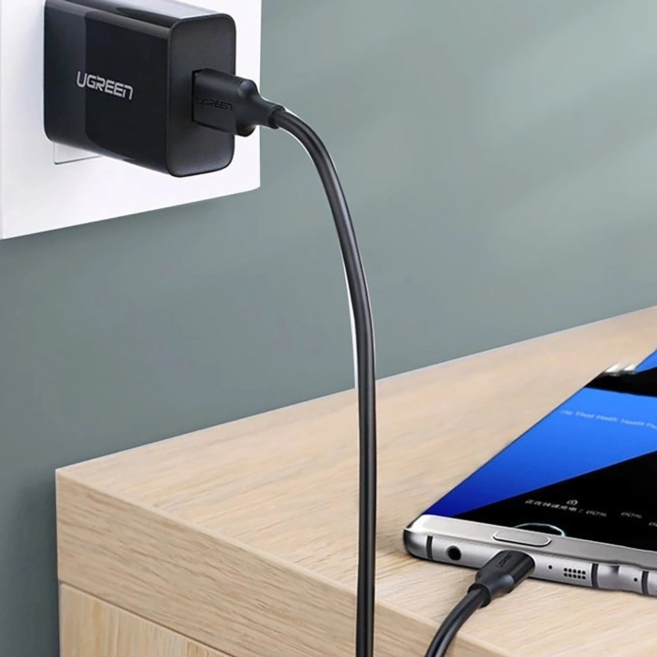 Καλώδιο Δεδομένων και Φόρτισης USB-A - USB-C UGREEN US184, 18W, 0.5m, Μαύρο