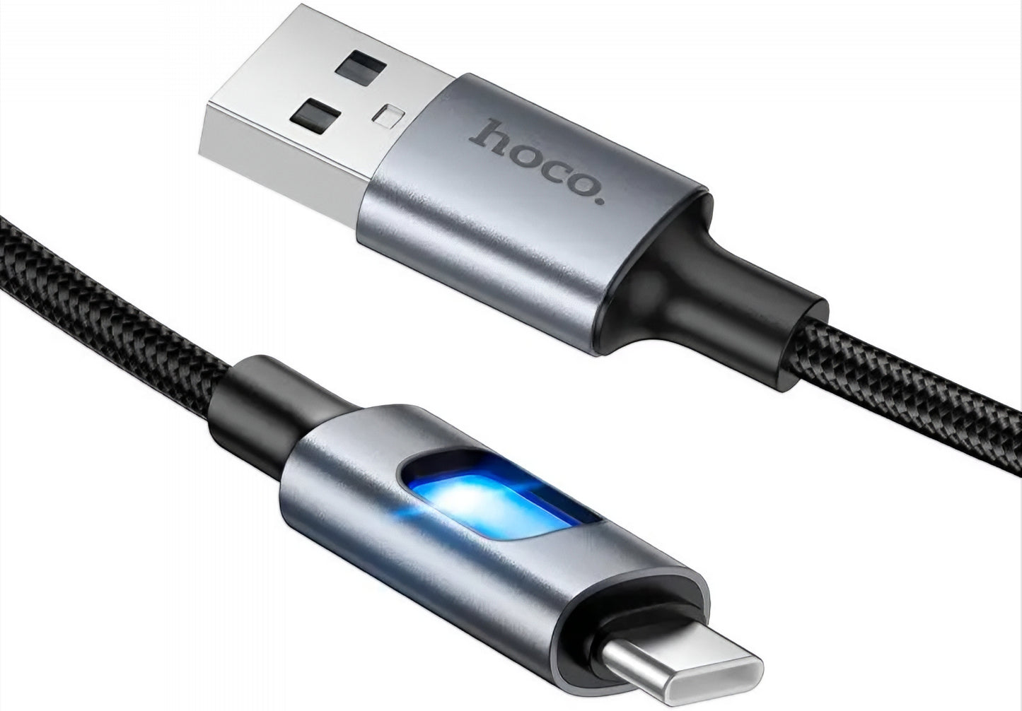 Καλώδιο Δεδομένων και Φόρτισης USB-A - USB-C HOCO U144 Led, 18W, 1.2m, Μαύρο