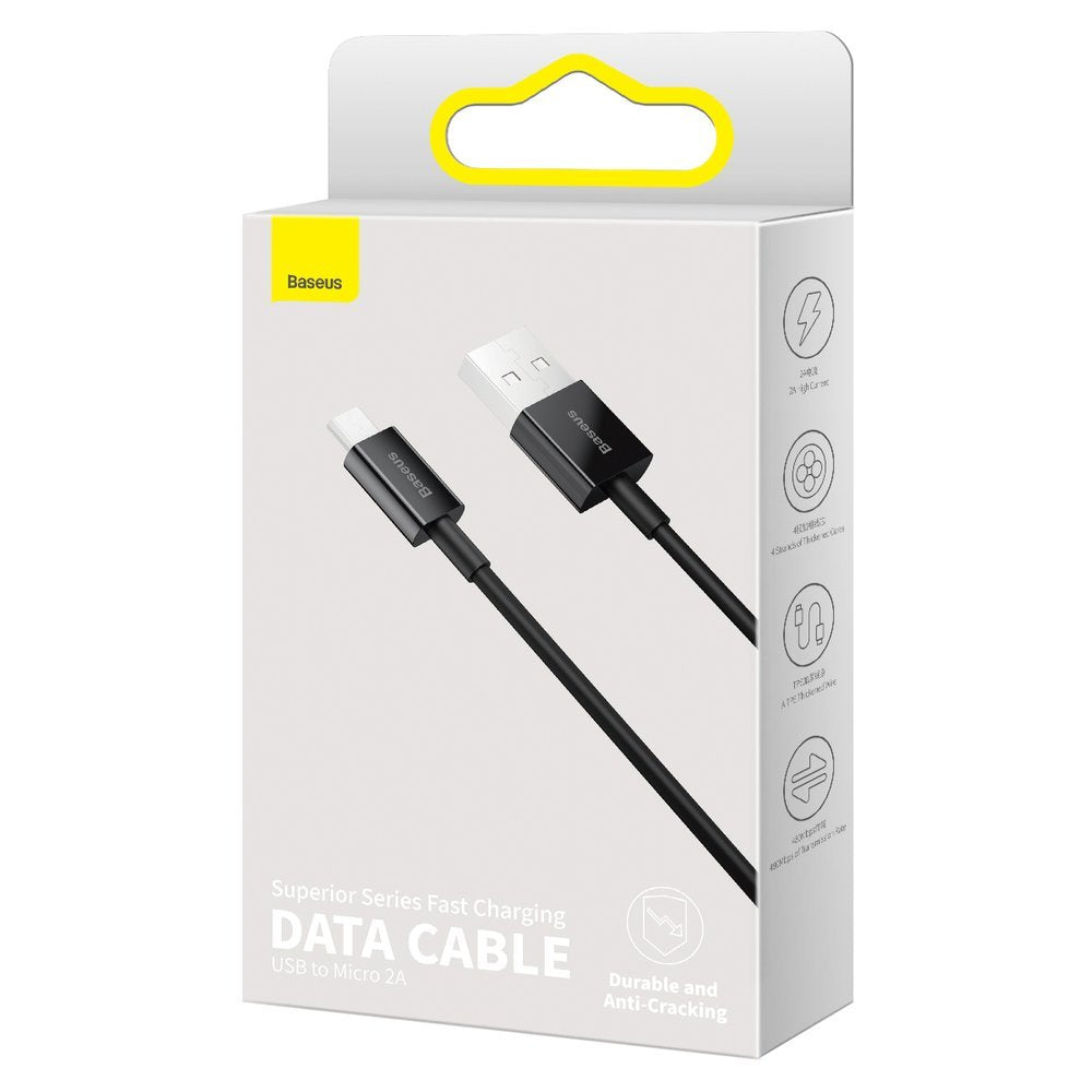 Καλώδιο Δεδομένων και Φόρτισης USB-A - microUSB Baseus Superior Series, 18W, 1m, Μαύρο CAMYS-01