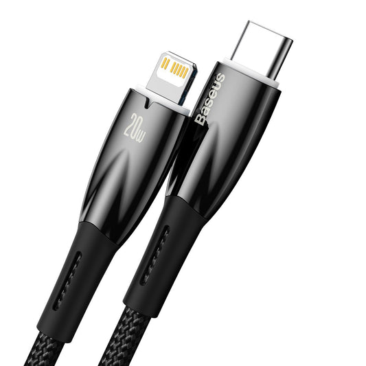 Baseus Glimmer Series Καλώδιο δεδομένων και φόρτισης USB-C - Lightning, 20W, 2m, μαύρο CADH0001010101