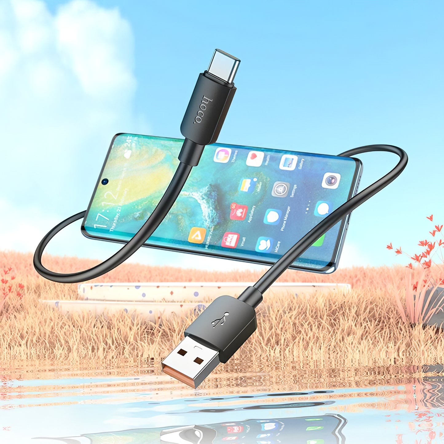 Καλώδιο δεδομένων και φόρτισης USB-A - USB-C HOCO X96, 100W, 1m, Μαύρο