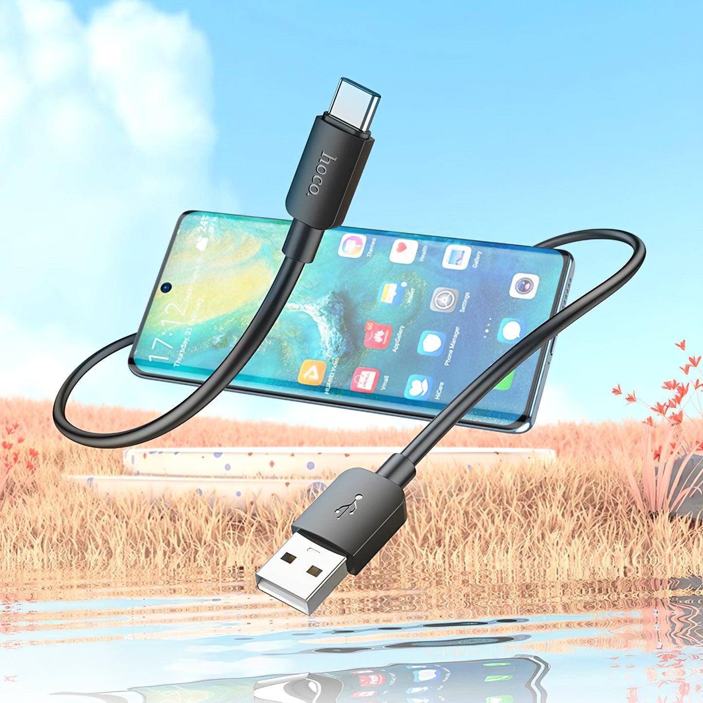 Καλώδιο Δεδομένων και Φόρτισης USB-A - USB-C HOCO X96, 27W, 1m, Μαύρο