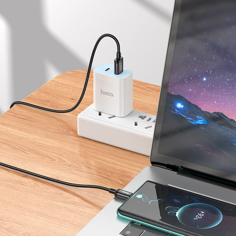 Καλώδιο Δεδομένων και Φόρτισης USB-A - USB-C HOCO X91, 18W, 3m, Μαύρο