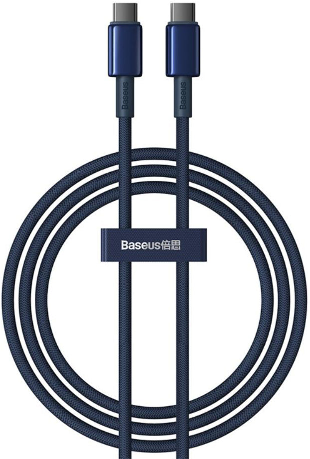 Καλώδιο Δεδομένων και Φόρτισης USB-C - USB-C Baseus Tungsten Gold, 100W, 1m, Μπλε Ναυτικό P10319800321-03
