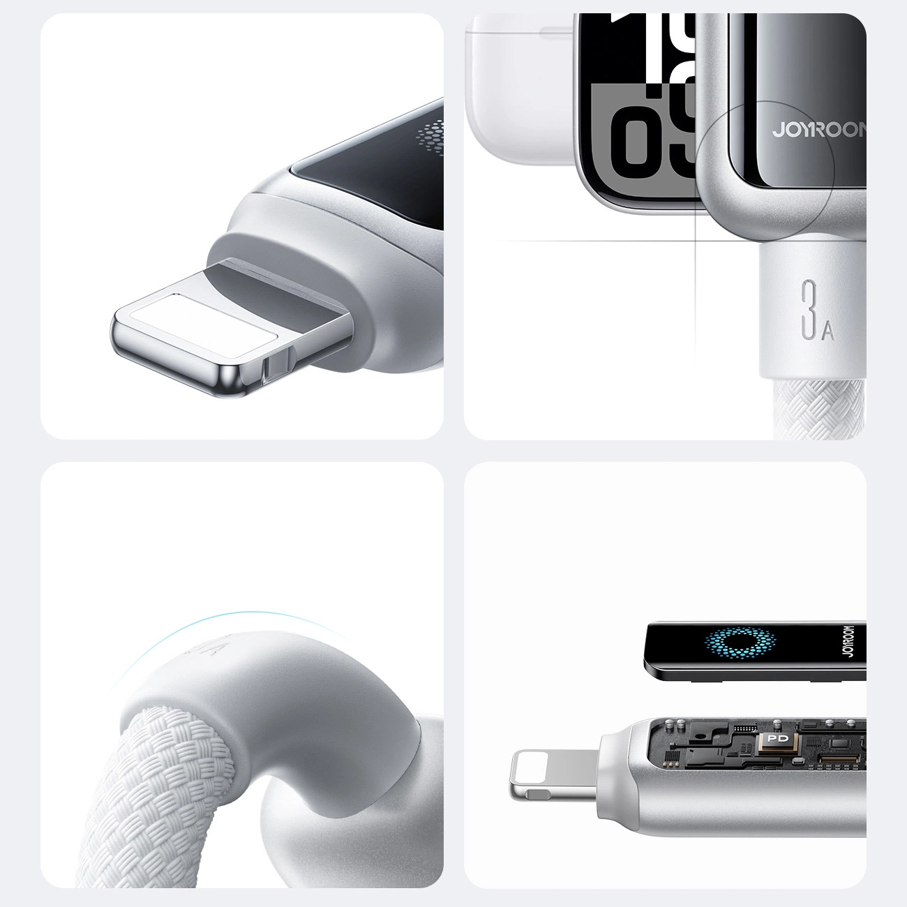 Καλώδιο Δεδομένων και Φόρτισης USB-A - Lightning Joyroom S-A55 StarFlight Display, 18W, 1.2m, Λευκό