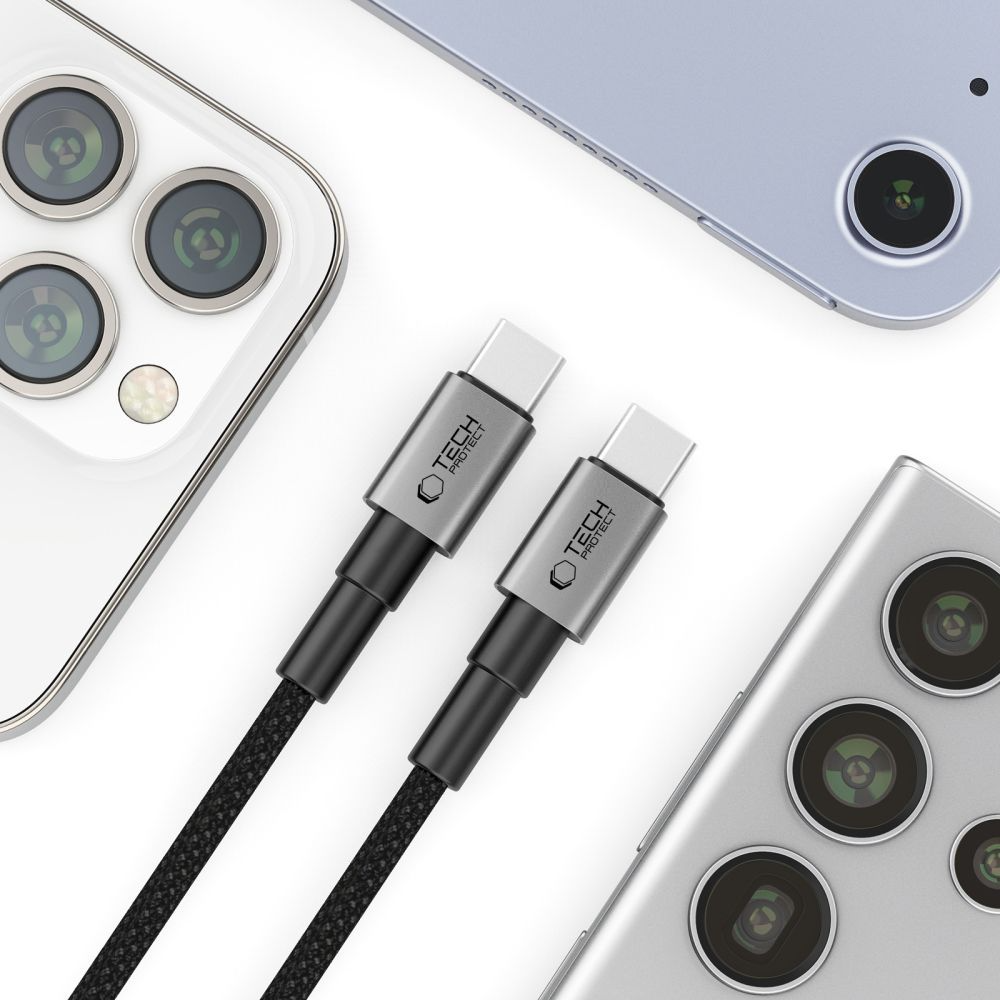 Καλώδιο Δεδομένων και Φόρτισης USB-C - USB-C Tech-Protect Ultraboost DNA MagTwist, 100W, 1m, Γκρι