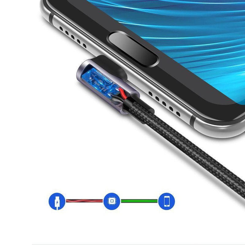 Καλώδιο δεδομένων και φόρτισης USB-A σε USB-C UGREEN US284 γωνιακό, 60W, 1m, γκρι