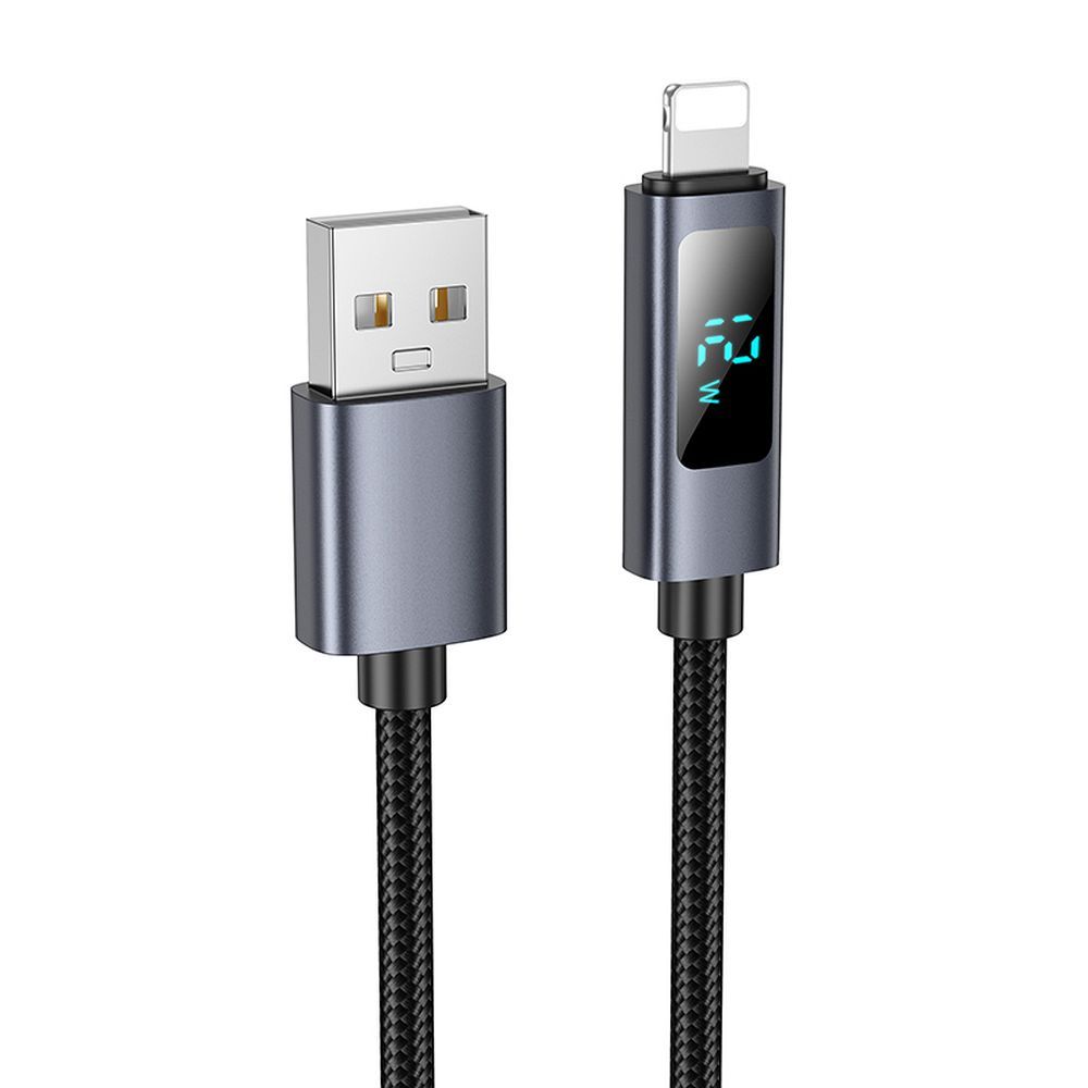 Καλώδιο Δεδομένων και Φόρτισης USB-A - Lightning HOCO Display X112, 18W, 1m, Μαύρο