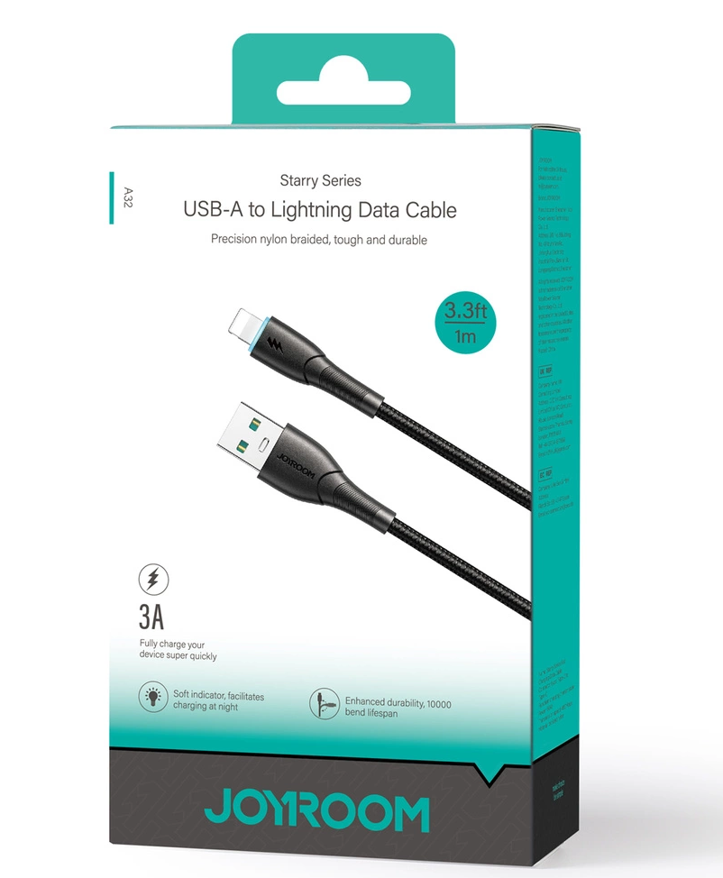 Καλώδιο δεδομένων και φόρτισης USB-A - Lightning Joyroom SA32-AL3, 18 W, 1 m, Μαύρο