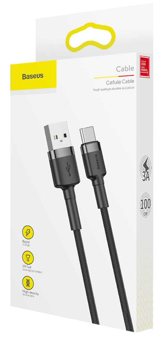 Καλώδιο Δεδομένων και Φόρτισης USB-A - USB-C Baseus Cafule, 60W, 1m, Γκρι CATKLF-BG1