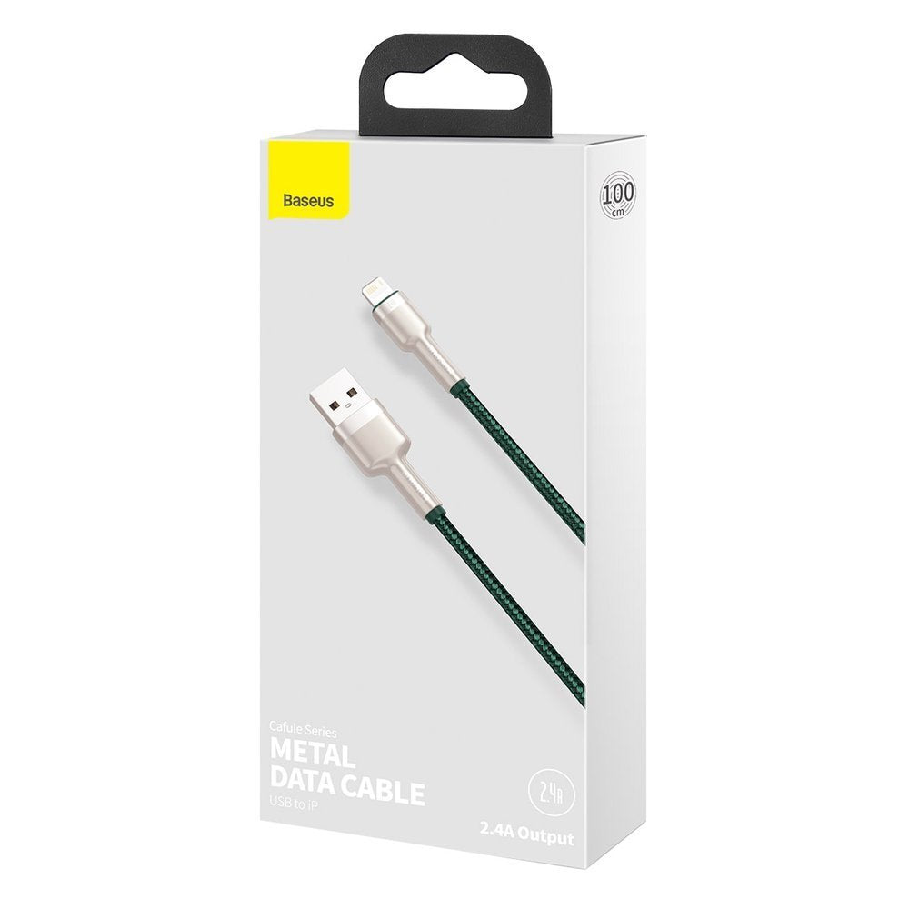Καλώδιο Δεδομένων και Φόρτισης USB-A - Lightning Baseus Cafule Metal Series, 18W, 1m, Πράσινο CALJK-A06