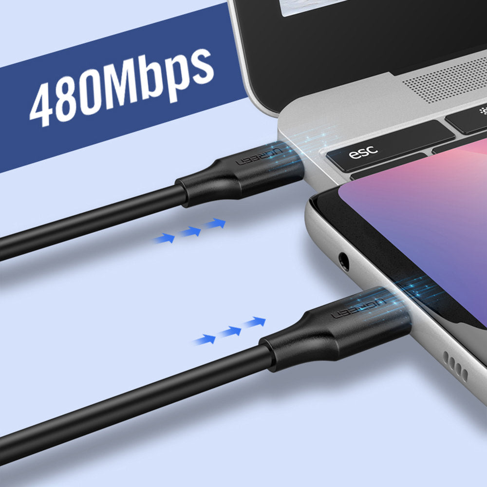 Καλώδιο δεδομένων και φόρτισης USB-C - USB-C UGREEN US286, 60W, 2m, Μαύρο