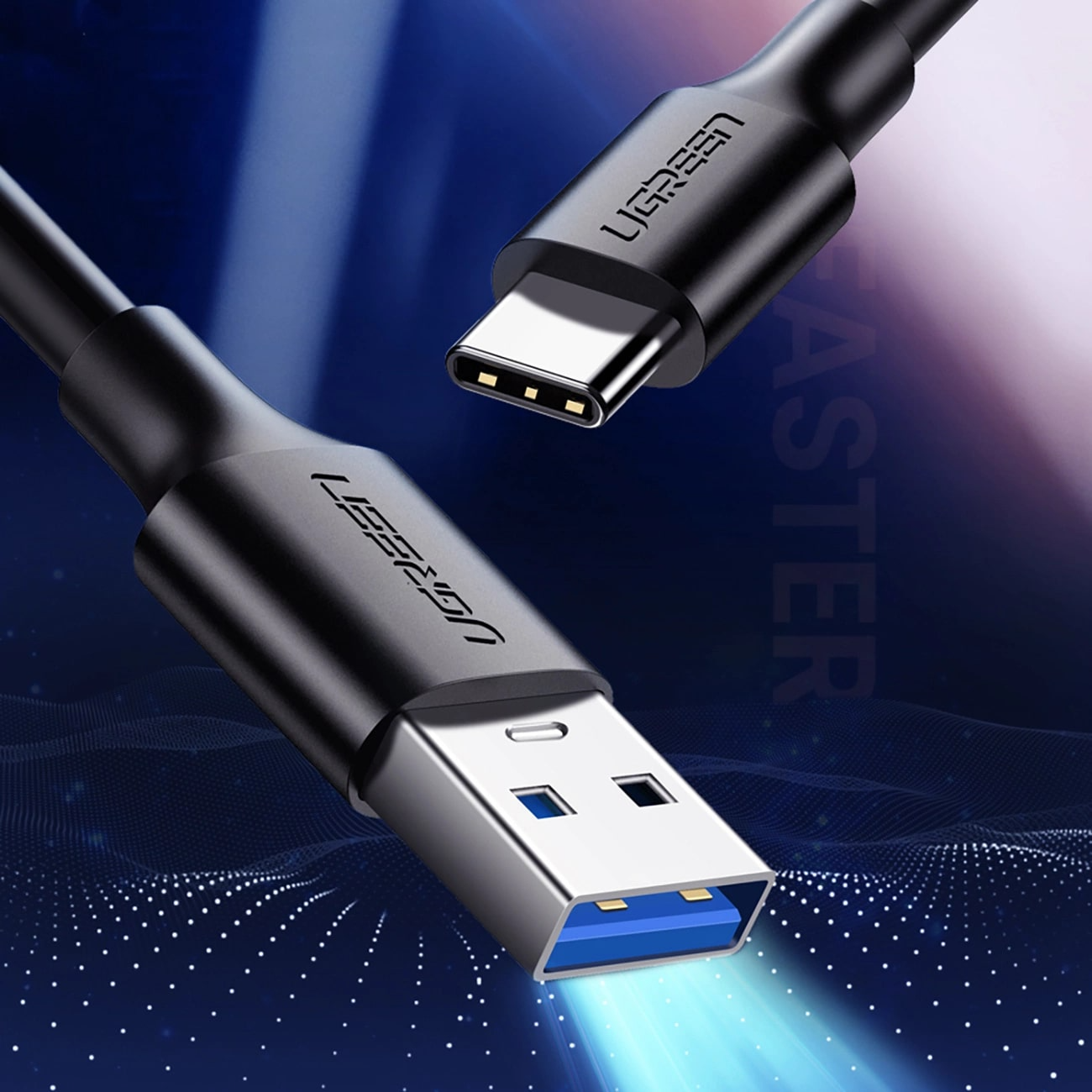 Καλώδιο Δεδομένων και Φόρτισης USB-A - USB-C UGREEN US184, 18W, 0.5m, Μαύρο