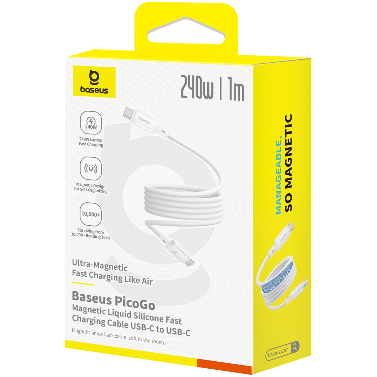 Καλώδιο Δεδομένων και Φόρτισης USB-C - USB-C Baseus PicoGo, 240W, 1m, Λευκό P10376800211-00