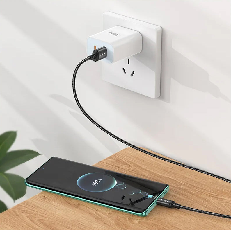 Καλώδιο Δεδομένων και Φόρτισης USB-A - USB-C HOCO X89, 18W, 2m, Μαύρο
