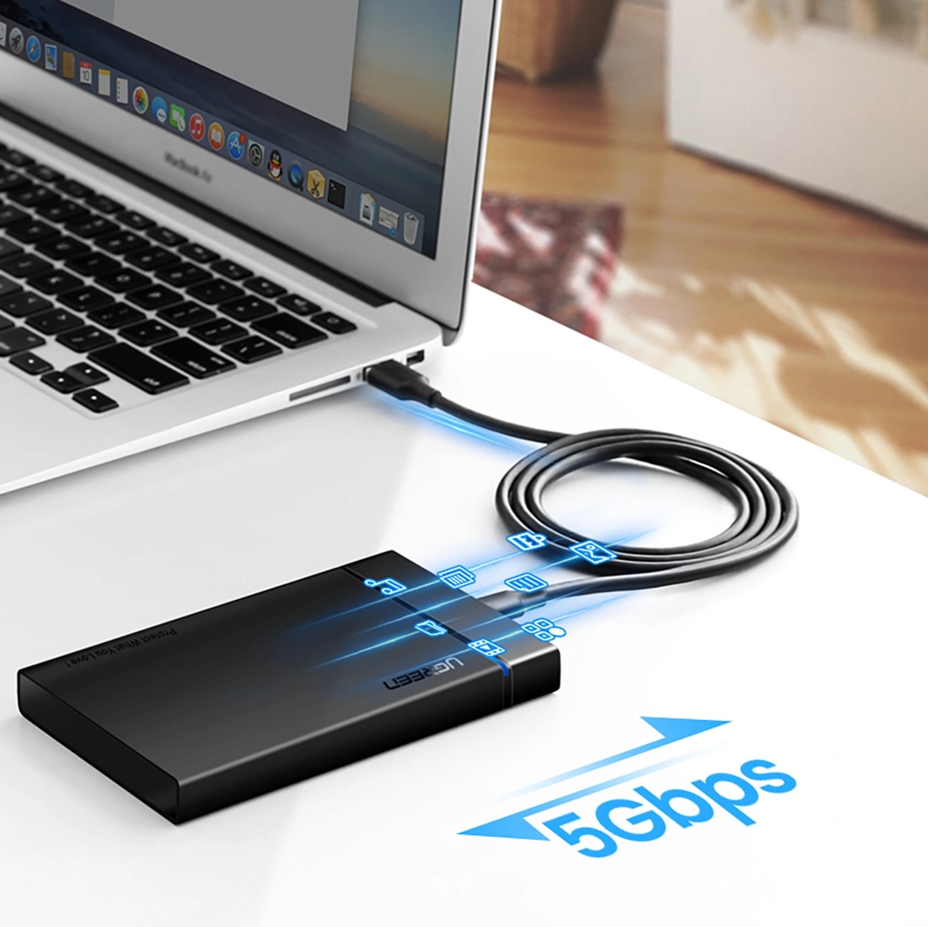 Καλώδιο Δεδομένων και Φόρτισης USB-A - USB-C UGREEN US184, 18W, 0.5m, Μαύρο