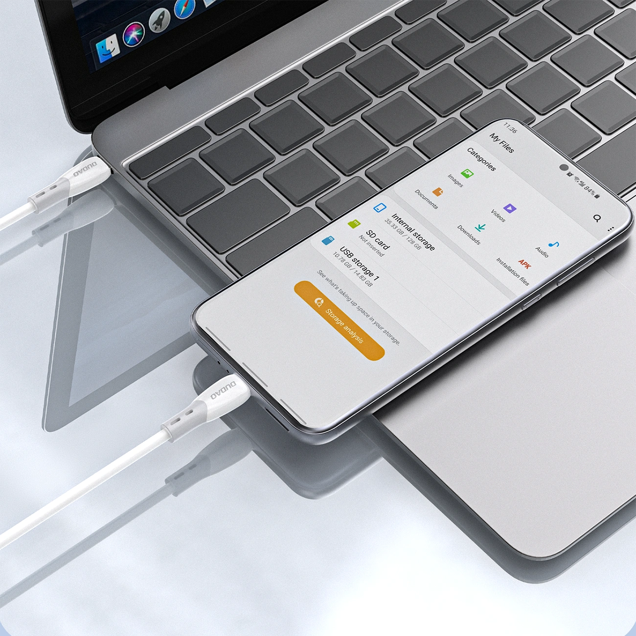 Καλώδιο Δεδομένων και Φόρτισης USB-C - USB-C Dudao L25SC, 60W, 1m, Λευκό