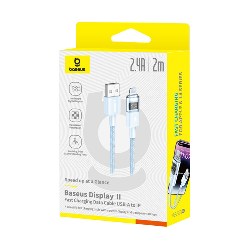 Καλώδιο Δεδομένων και Φόρτισης USB-A - Lightning Baseus Display 2, 12W, 2m, Μπλε P10382700311-01