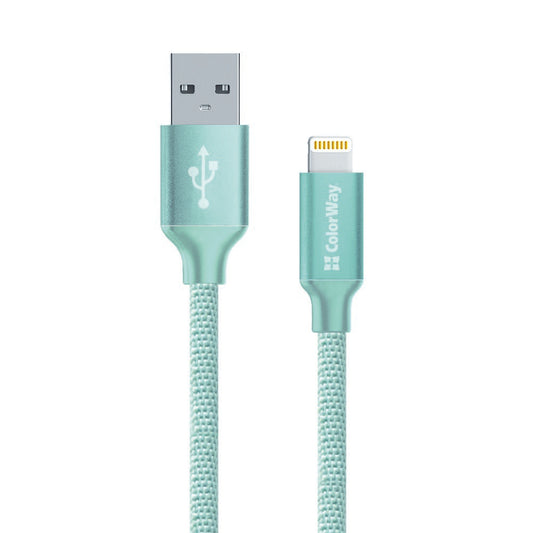 Καλώδιο Δεδομένων και Φόρτισης USB-A - Lightning ColorWay CW-CBUL004, 18W, 1m, Πράσινο