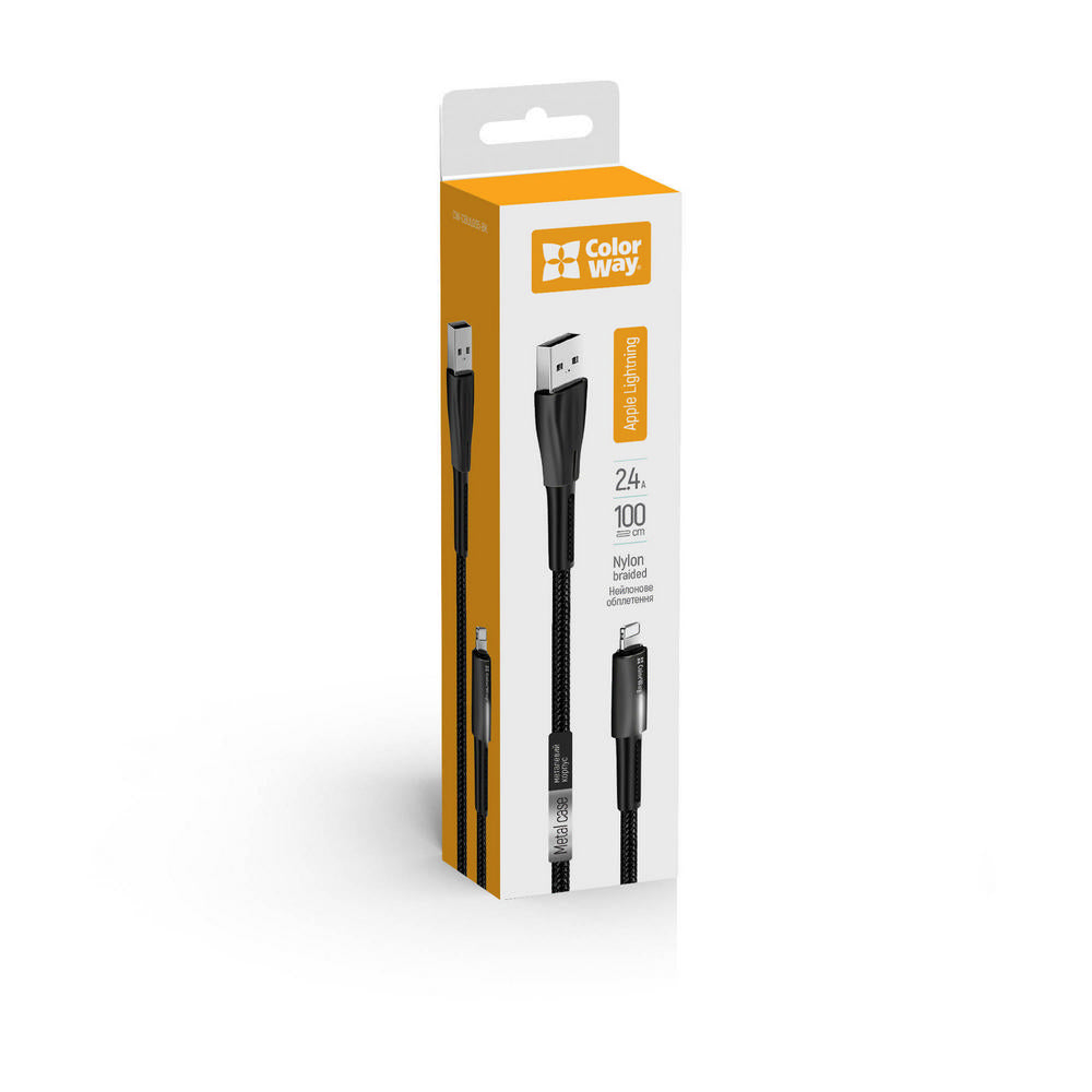 Καλώδιο Δεδομένων και Φόρτισης USB-A - Lightning ColorWay CW-CBUL035, 18W, 1m, Μαύρο