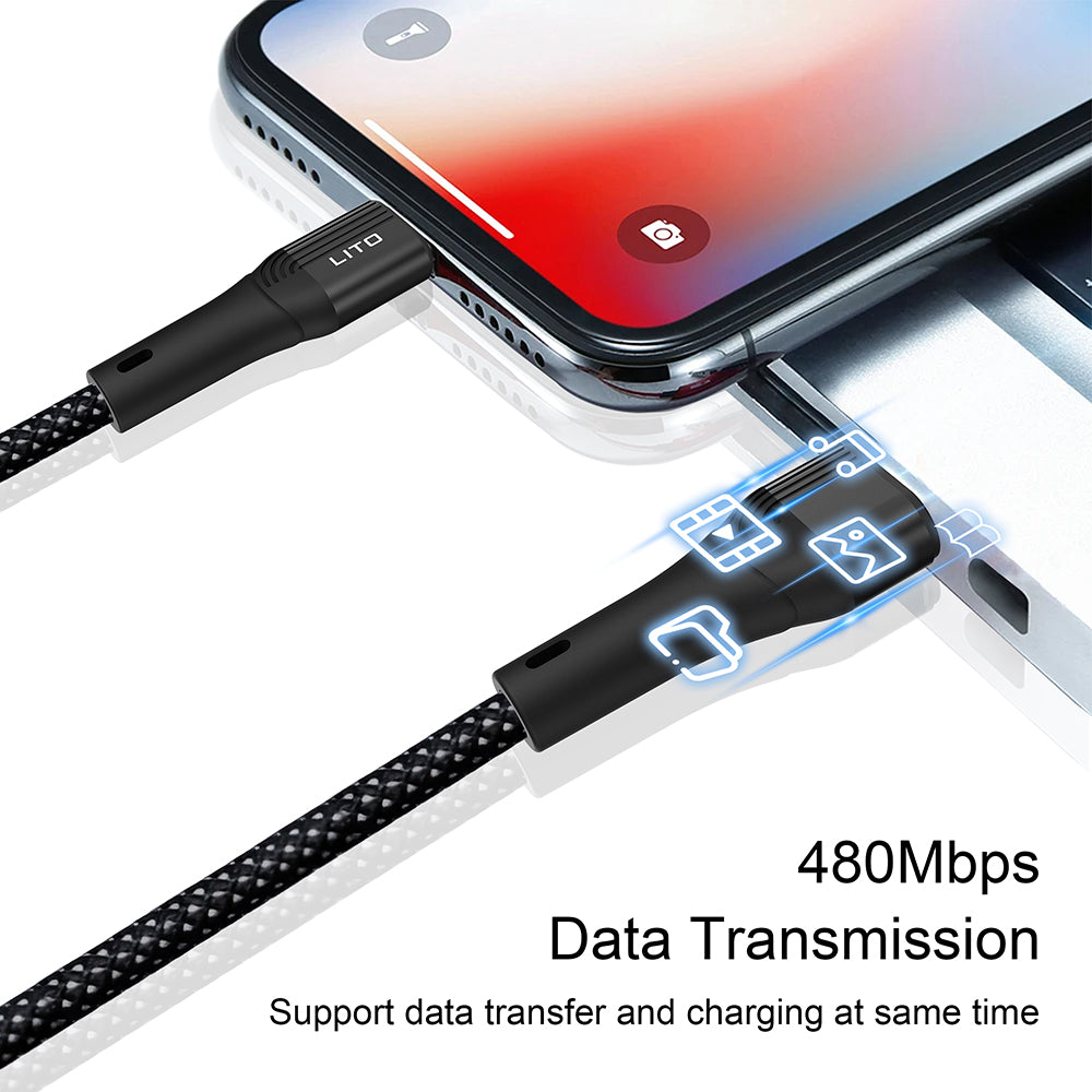 USB-A to Lightning Data and Charging Cable Lito LD14, 18W, 1m, Black