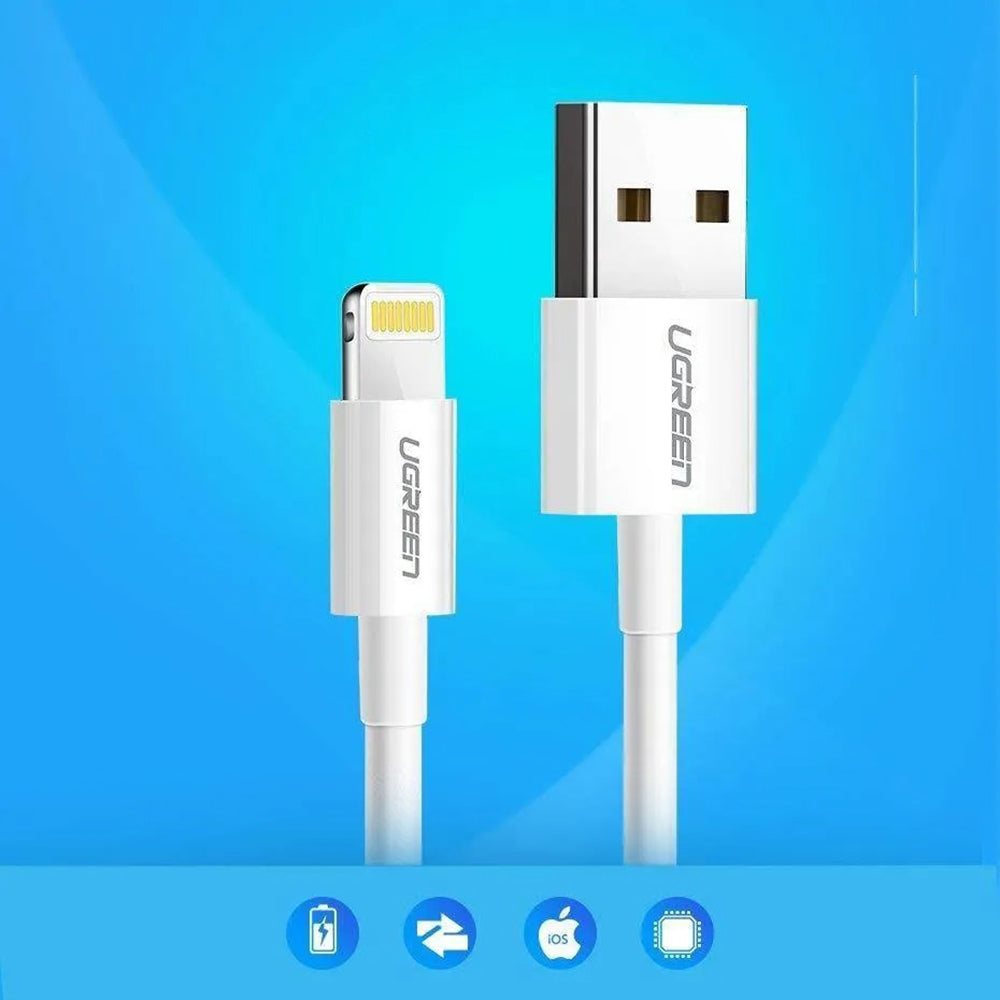 Καλώδιο Δεδομένων και Φόρτισης USB-A - Lightning UGREEN US155 (20728), 18W, 1m, Λευκό