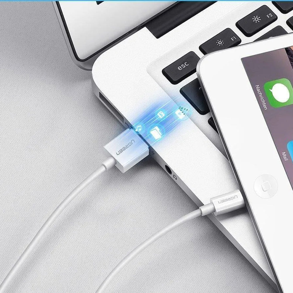 Καλώδιο Δεδομένων και Φόρτισης USB-A - Lightning UGREEN US155 (20728), 18W, 1m, Λευκό