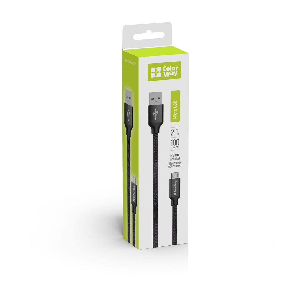 Καλώδιο Δεδομένων και Φόρτισης USB-A - microUSB ColorWay CW-CBUM002, 18W, 1m, Μαύρο