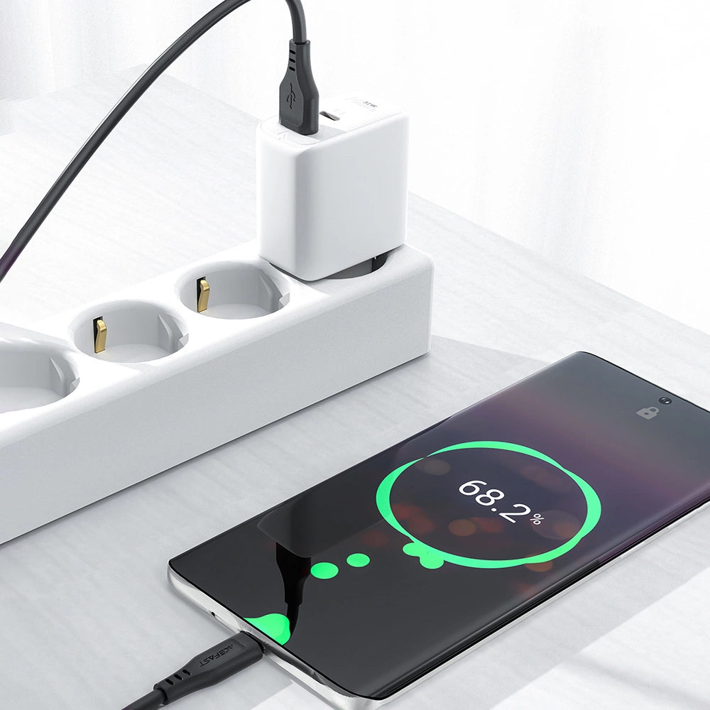 USB-A to USB-C Data and Charging Cable Acefast C3-03, 60W, 1.2m, Black